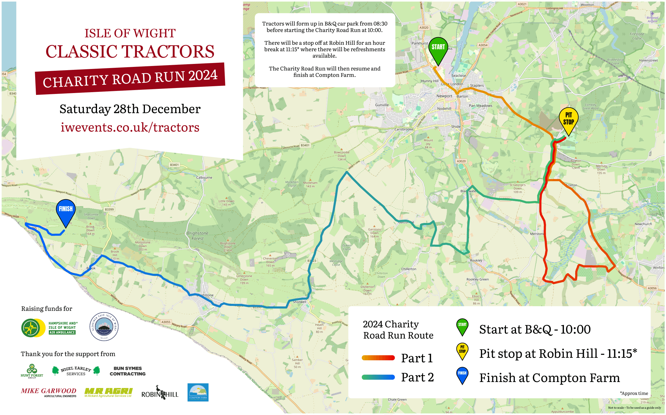 Isle of Wight Classic Tractors Charity Road Run 2024 Route Map