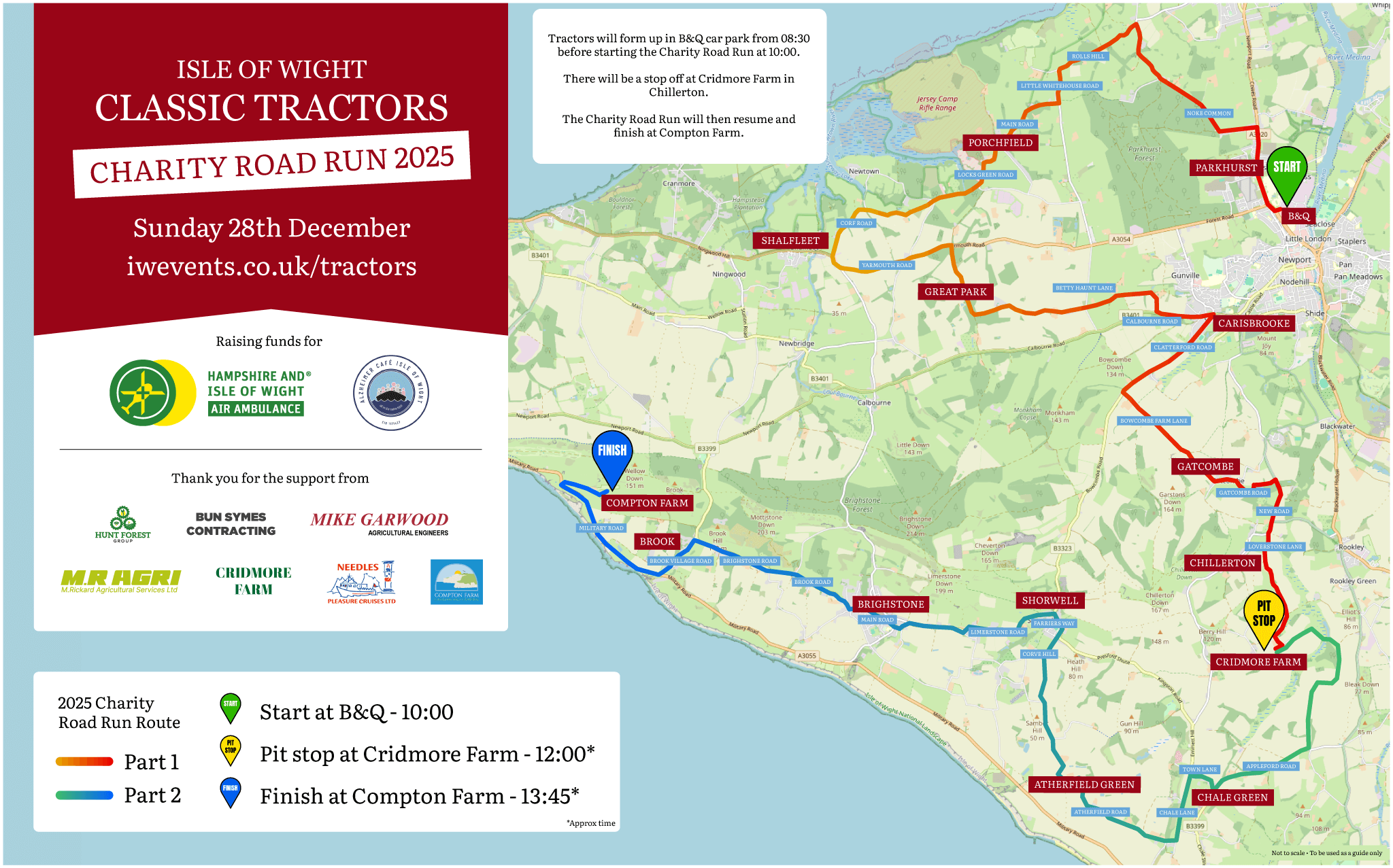 Isle of Wight Classic Tractors Charity Road Run 2025 Route Map
